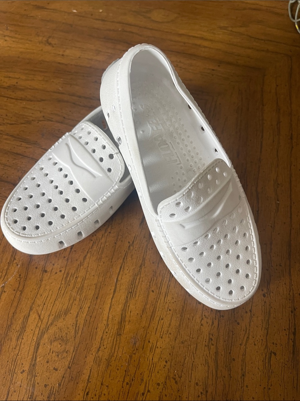 FLOAFERS Size 11 White Perforated Slip-On Loafers as is